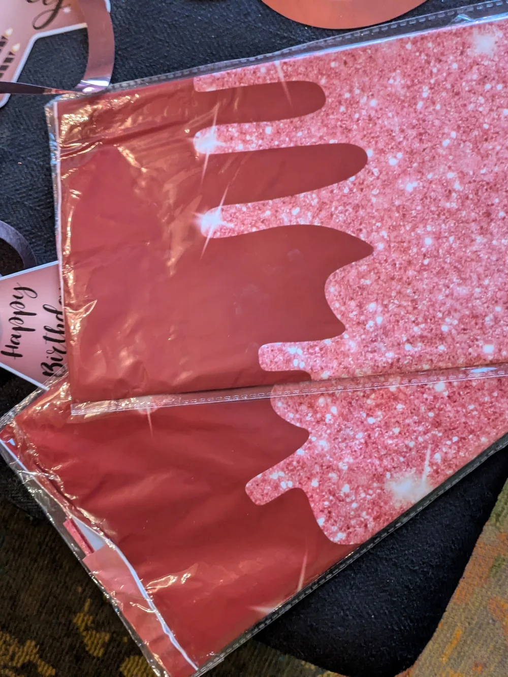 Happy Birthday Pink Glitter Diamond Banner